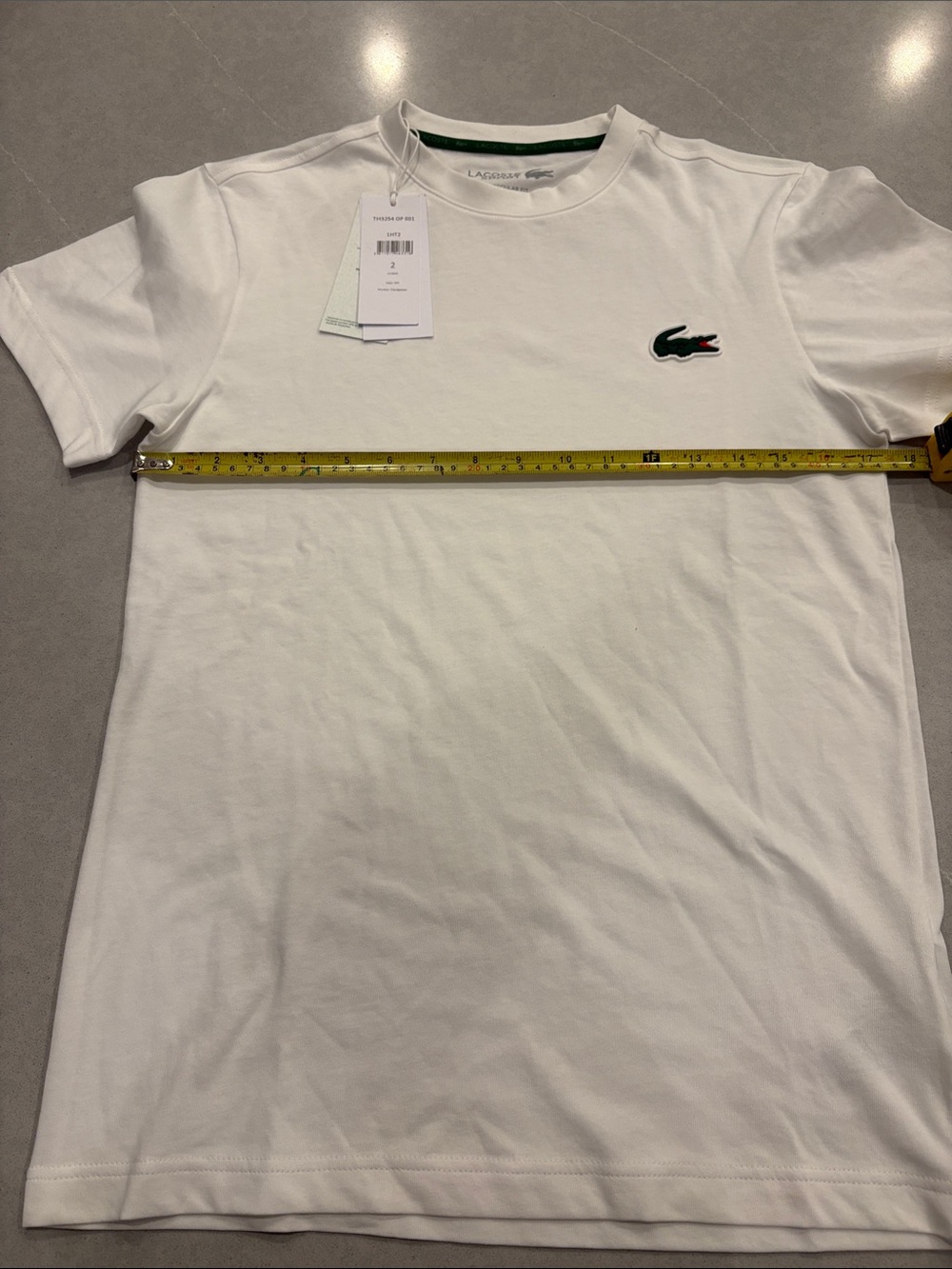 Lacoste White Short Sleeve Crewneck T-Shirt with Crocodile Logo